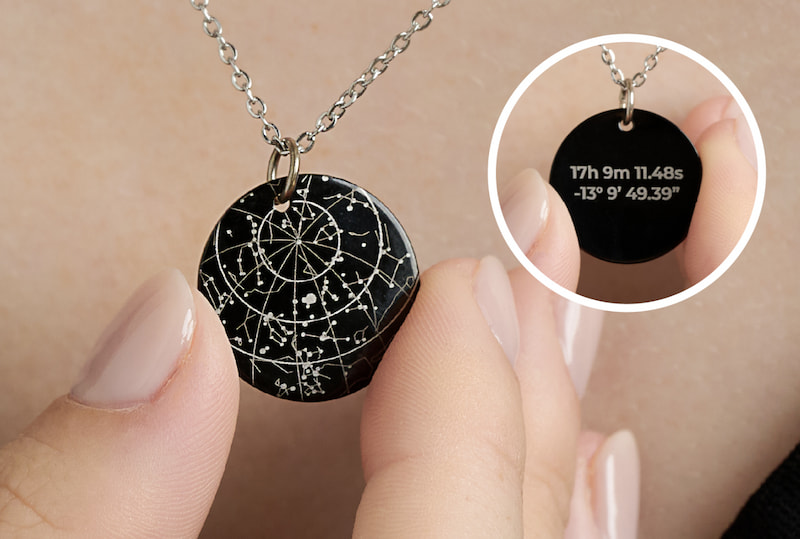 Engraved Personalized Map of your Star Necklace